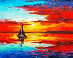 Sunset Sail Boat paint by numbers