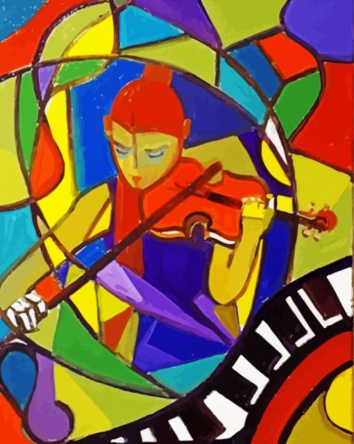 Abstract Violinist paint by numbers