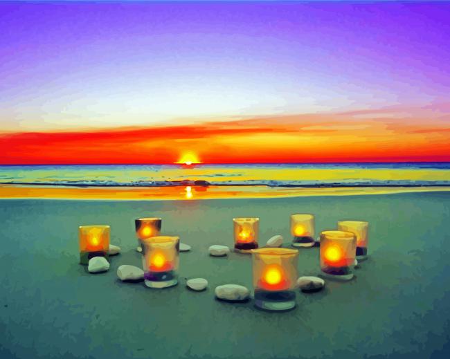 Candles On Beach paint by numbers