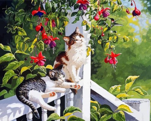 Cats And Hummingbird paint by numbers