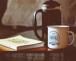 Closed Book Beside French Press paint by numbers