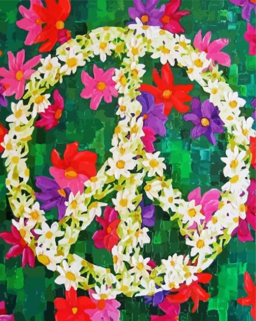 Flower Peace SignFlower Peace Sign paint by numbers