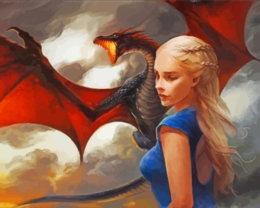 Girl With Flying Dragon Paint by numbers