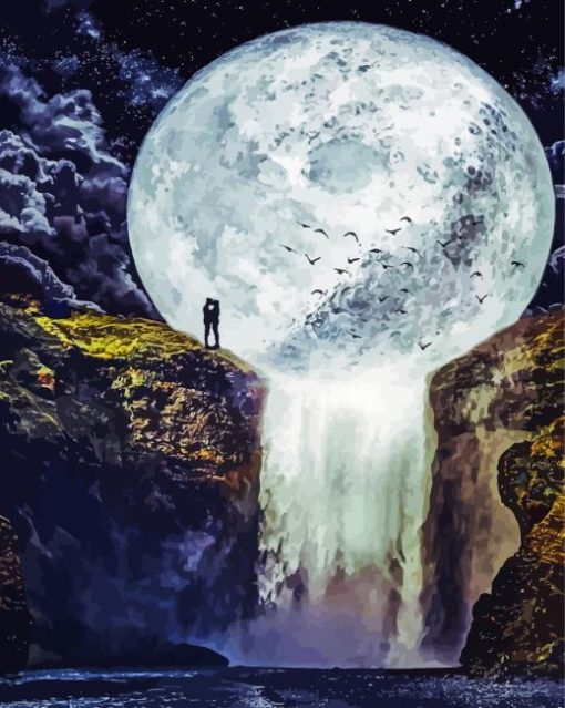 Moon Waterfall Art paint by numbers