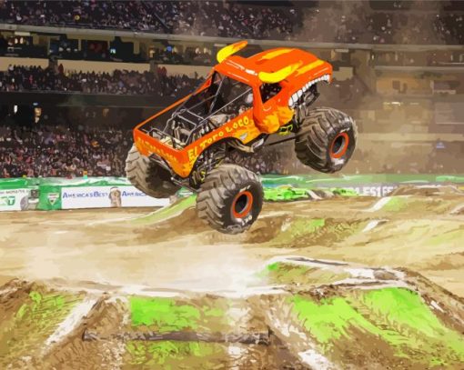 Orange Monster Truck paint by numbers