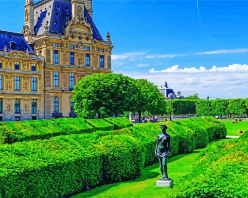 Tuileries Palace garden in paris paint by number