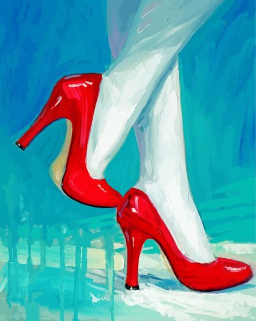 Woman Red High Heel Shoes paint by numbers