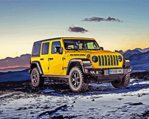 Yellow Jeep wrangler unlimited paint by number