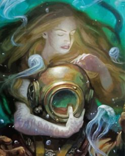 Aesthetic Mermaid And Diver Paint by numbers