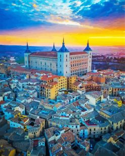 Alcazar Of Toledo Spain At Sunset paint by numbers