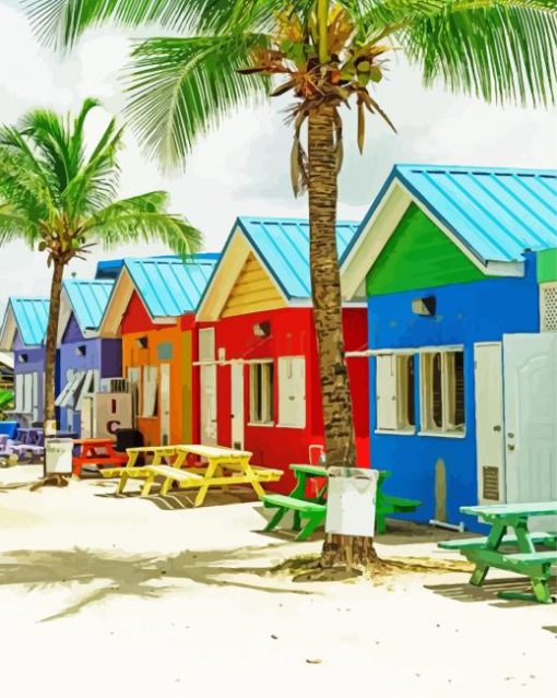 Barbados Colorful Houses paint by numbers