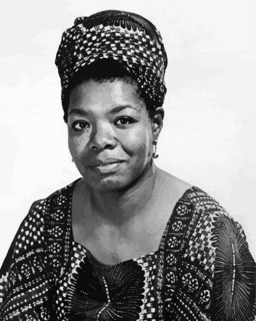 black and white poet Maya Angelou paint by number