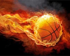 Flaming Basketball Illustration paint by numbers