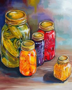 food in Mason jars paint by numbers