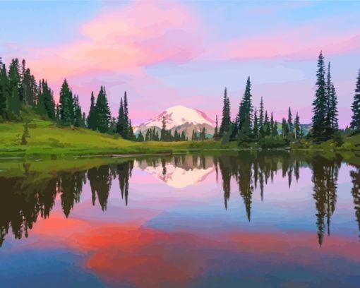 Mount Rainier National Park Landscape paint by numbers