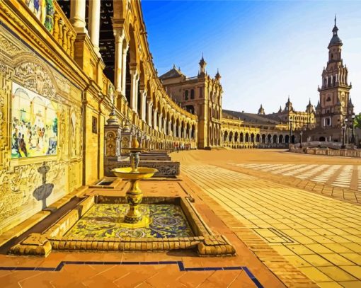 plaza de espana Andalucia buildings paint by number