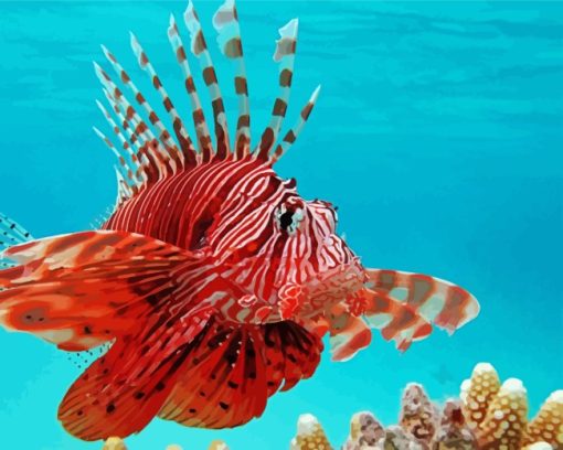 Red Lionfish paint by numbers