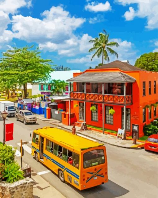 Vibrant Buildings In Barbados paint by numbers