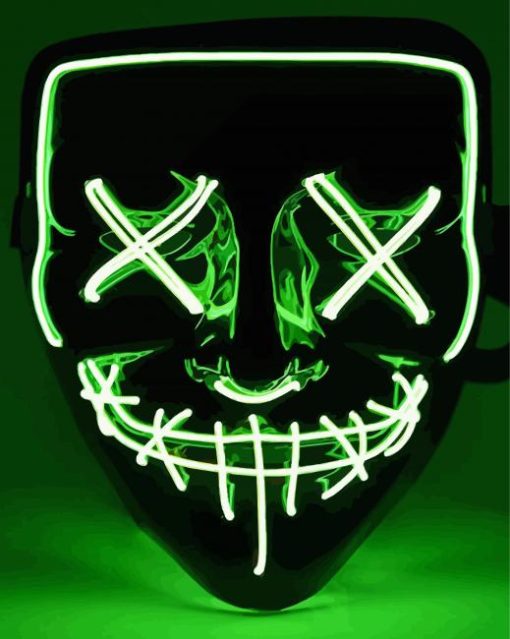 Black And Green Neon Mask paint by numbers