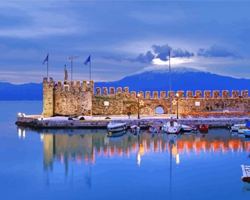 Greece Nafpaktos Port paint by numbers