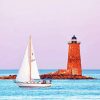 Lighthouse And Sailboat paint by numbers