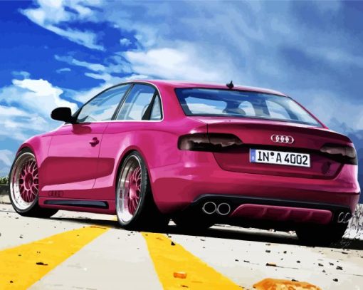 Pink Audi A4 Car paint by numbers