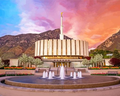 Provo Utah Temple paint by number