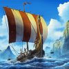 The Viking Ship In The Sea paint by numbers