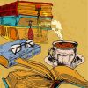 Vintage Books And Coffee paint by numbers