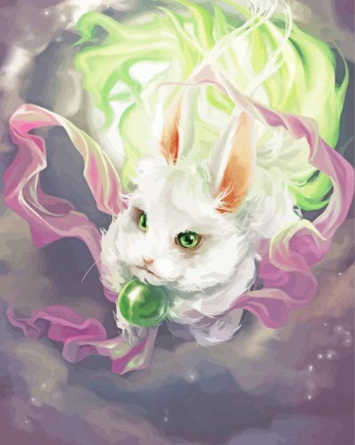 White Mystical Rabbit paint by numbers