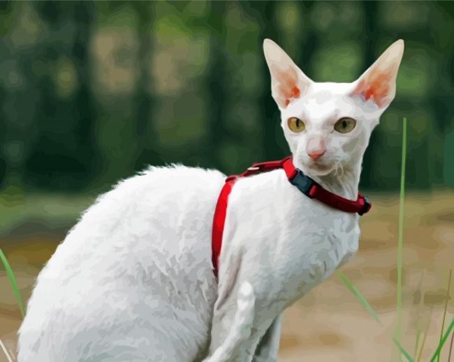 White Cornish Rex Cat paint by numbers