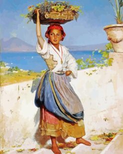 Young Woman Carrying Basket paint by numbers