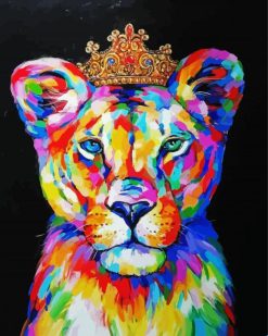 Colorful Lioness Queen paint by number