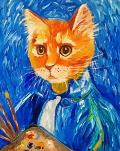 Cool Cat Va Gogh paint by numbers