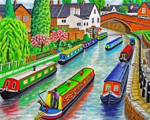 narrowboats art paint by numbers