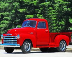 Red Chevy 1950 paint by number