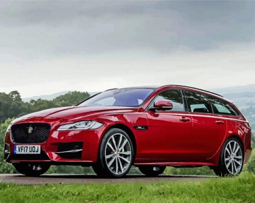 Red Jaguar XF Sport Car paint by number