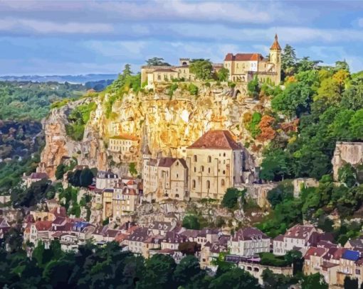 rocamadour village in france paint by number