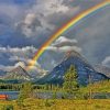 Snowy Mountains Rainbow Landscape paint by numbers