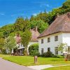 White Buildings English Village paint by numbers