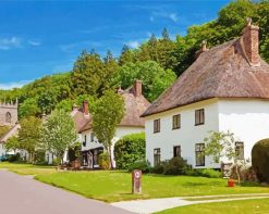 White Buildings English Village paint by numbers