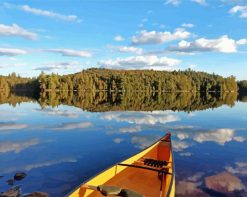 Yellow Canoe By Lake paint by numbers