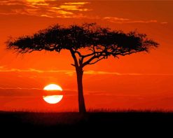 Maasai Mara Tree Silhouette paint by numbers