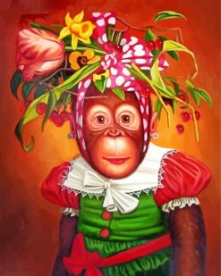 Monkey And Flowers paint by numbers