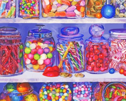 Aesthetic Candy Shop Illustration paint by numbers