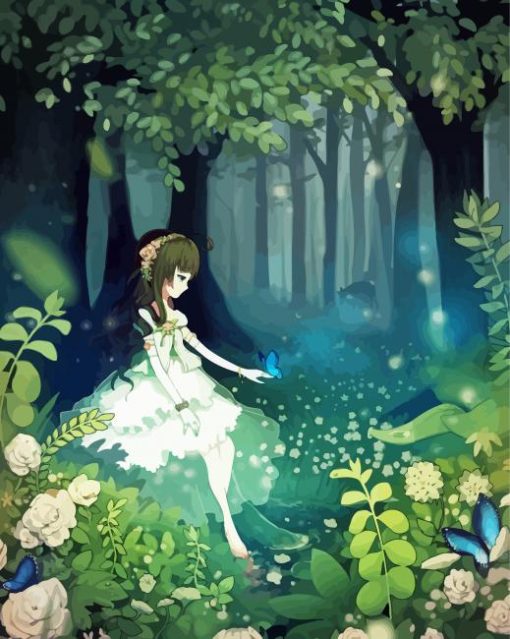 Anime Kid In Forest paint by numbers