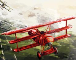 Biplane Dogfight paint by number