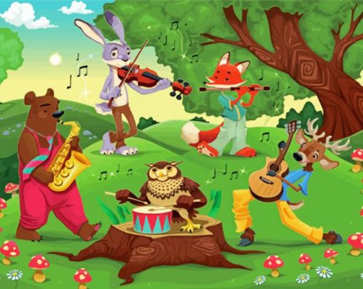 Cartoon Animal Music paint by number