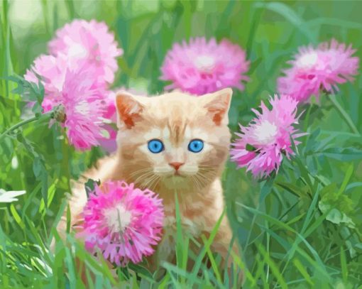 Cute Spring Cat paint by numbers