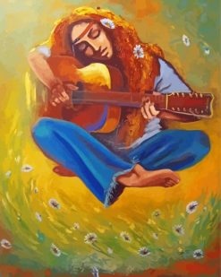 Hippie Girl And Guitar paint by numbers